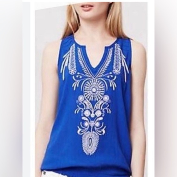 Anthropologie Tops - Lilka embroidered sleeveless blouse size S